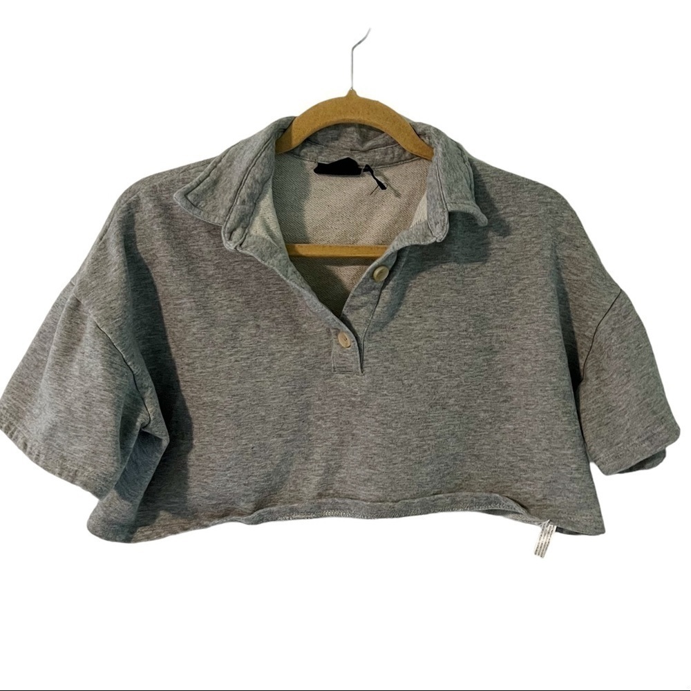 Out From Under Urban Outfitters Gray Cropped Polo